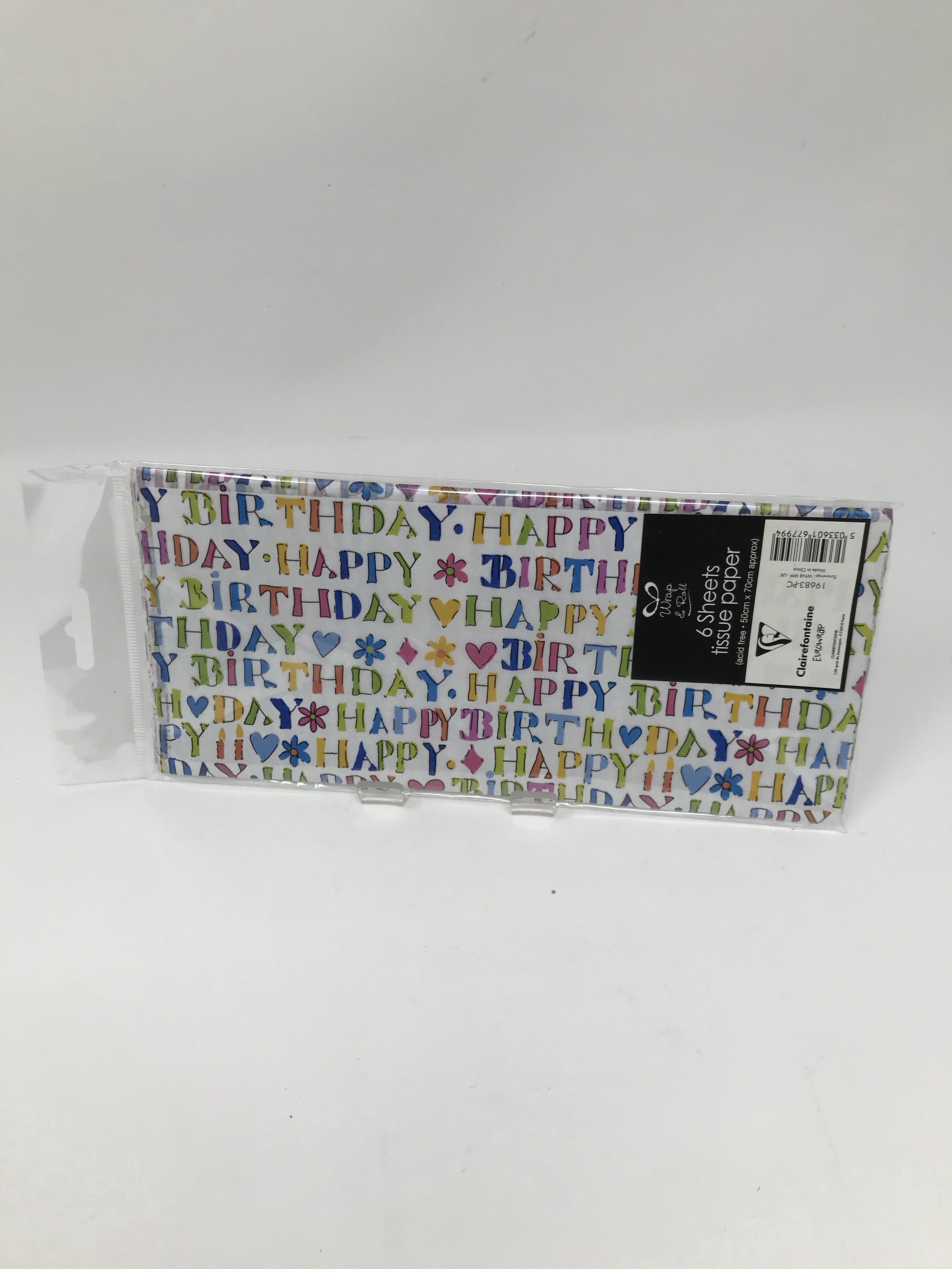 happy birthday lettering tissue paper 6 sheets