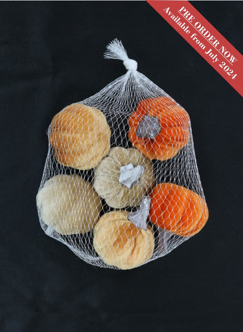 6 X VELVET TOUCH MIXED  PUMPKINS NETTED