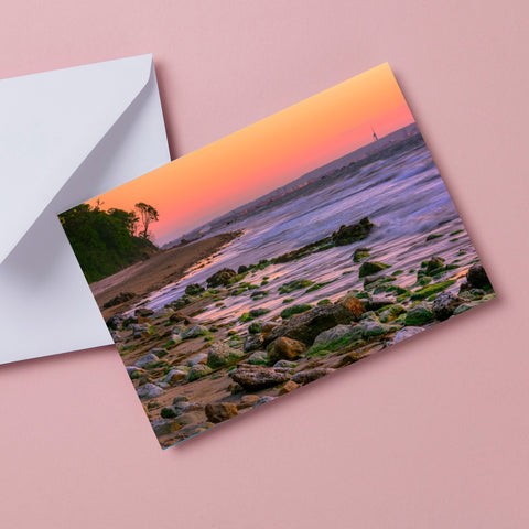 CARD PRIORY BEACH AT DAWN-SEAVIEW