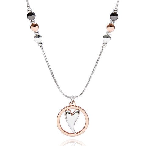 349245 MIXED METAL MODERN HEART NECKLACE