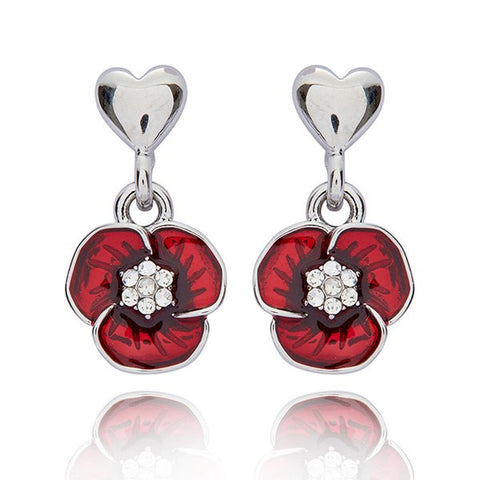 349491 SUSPENDED POPPY HEART EARRING