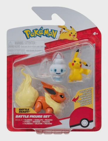 POKEMON BATTLE FIGURE PIKACHU, VANILLITE & FLAREON