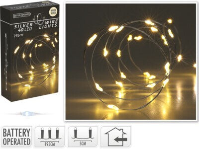 40LED SILVER WIRE W/WHITE