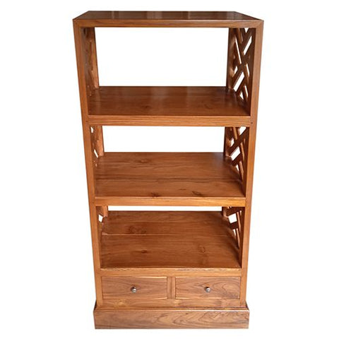 FLAT EDGE 3 SHELF 2 DRAWER HONEY TEAK