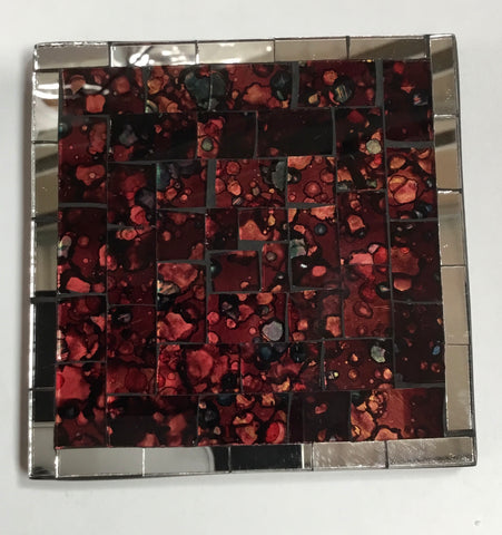 MOSAIC COASTER DARK RED WITH SPOTS