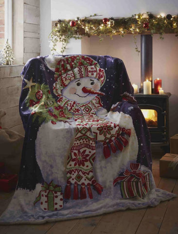 HAPPY SNOWMAN THROW 130X170 WAS £18.50