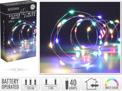 SILVER WIRE 40 LED MULTI COLOUR