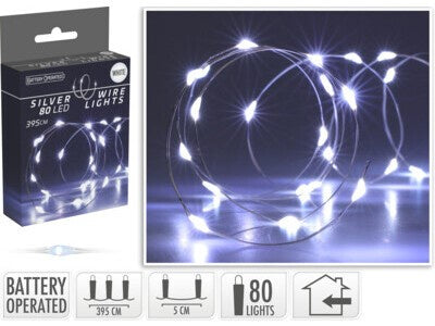 SILVER WIRE 80 LED COOL WHITE