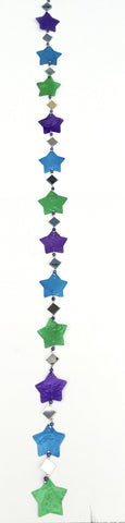 CAPIZ SHELL HANGER WITH MIRROR BLUE PURPLE GREEN STAR