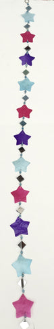 CAPIZ SHELL HANGER WITH MIRROR. BLUE PURPLE PINK STAR