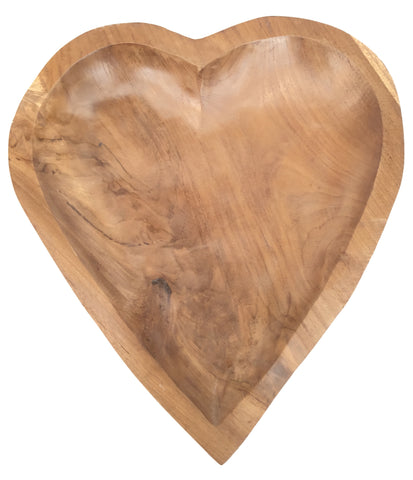 HEART SHAPED WOOD BOWL 32CMS