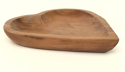 HEART SHAPED WOOD BOWL 32CMS