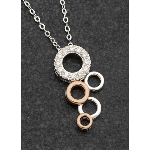 *324291 POLISHED TWO TONE CIRCLES NECKLACE