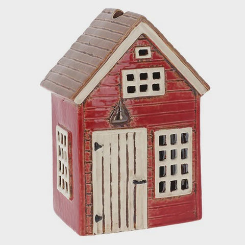 VILLAGE POTTERY HOLIDAY HOUSE RED TEALIGHT