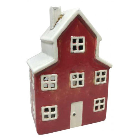 5627 CERAMIC RED HOUSE WITH TRIPLE ROOF