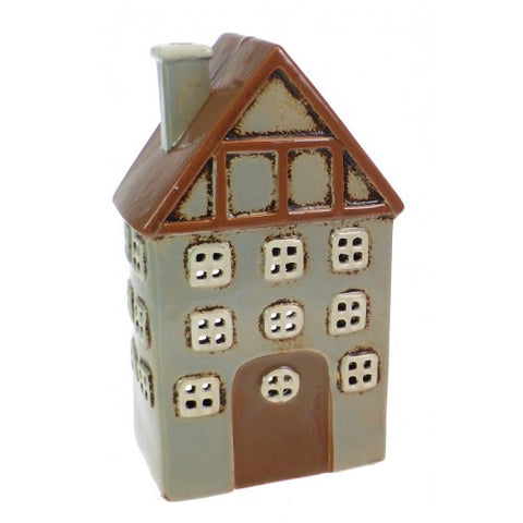 5660 CERAMIC GREY HOUSE WITH BROWN ROOF