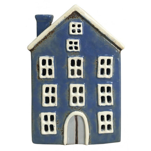 5709 CERAMIC DARK BLUE HOUSE TEALIGHT HOLDER