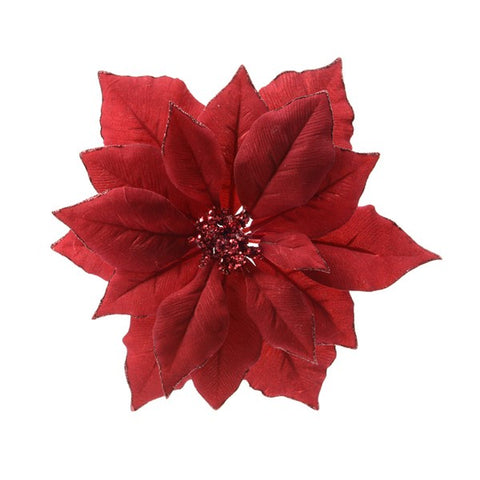 POINSETTIA RED ON CLIP WITH GLITTER EDGES WAS £3.75