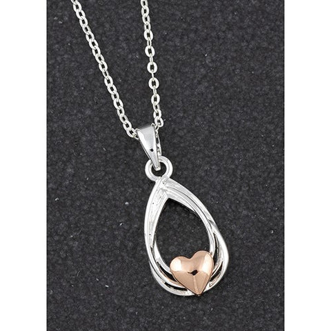 319550  POLISHED 2 TONE CONTEMPARY HEART NECKLACE